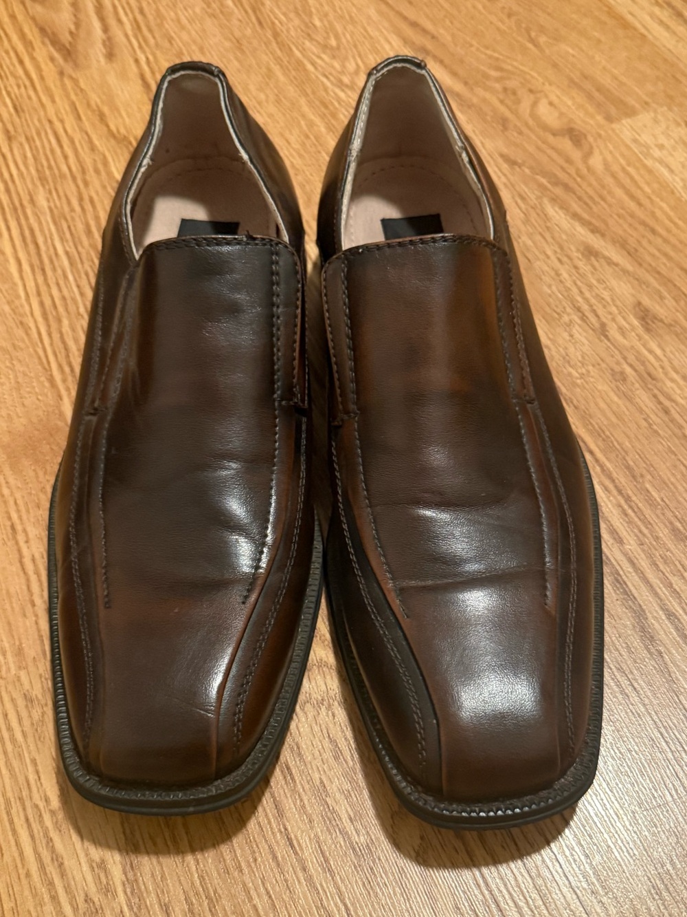 jf j.ferrar Men's Dark Brown Leather Slip-On Loafers